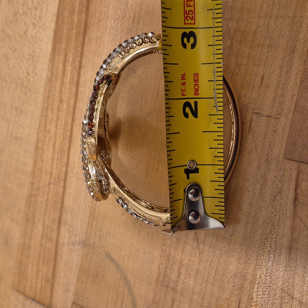 Green Eyed Rhinestone Snap Bracelette - Picture 9 of 11